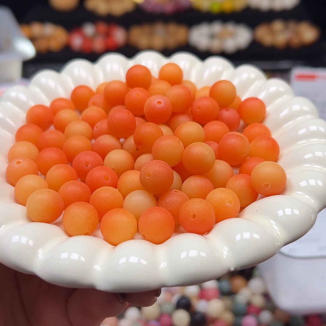 菩提根/象牙果手串卡12金橘磨砂圆120颗