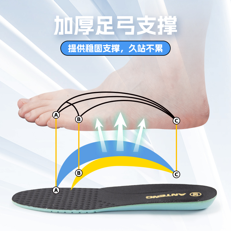 安腾鞋垫防脚痛超软久站加厚男士吸汗防臭鞋垫