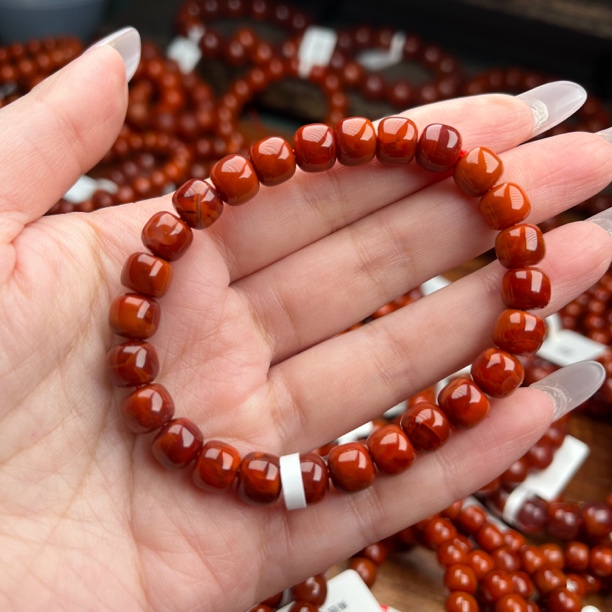 瓦西原矿南红牛血火焰纹8mm手串多样性发一