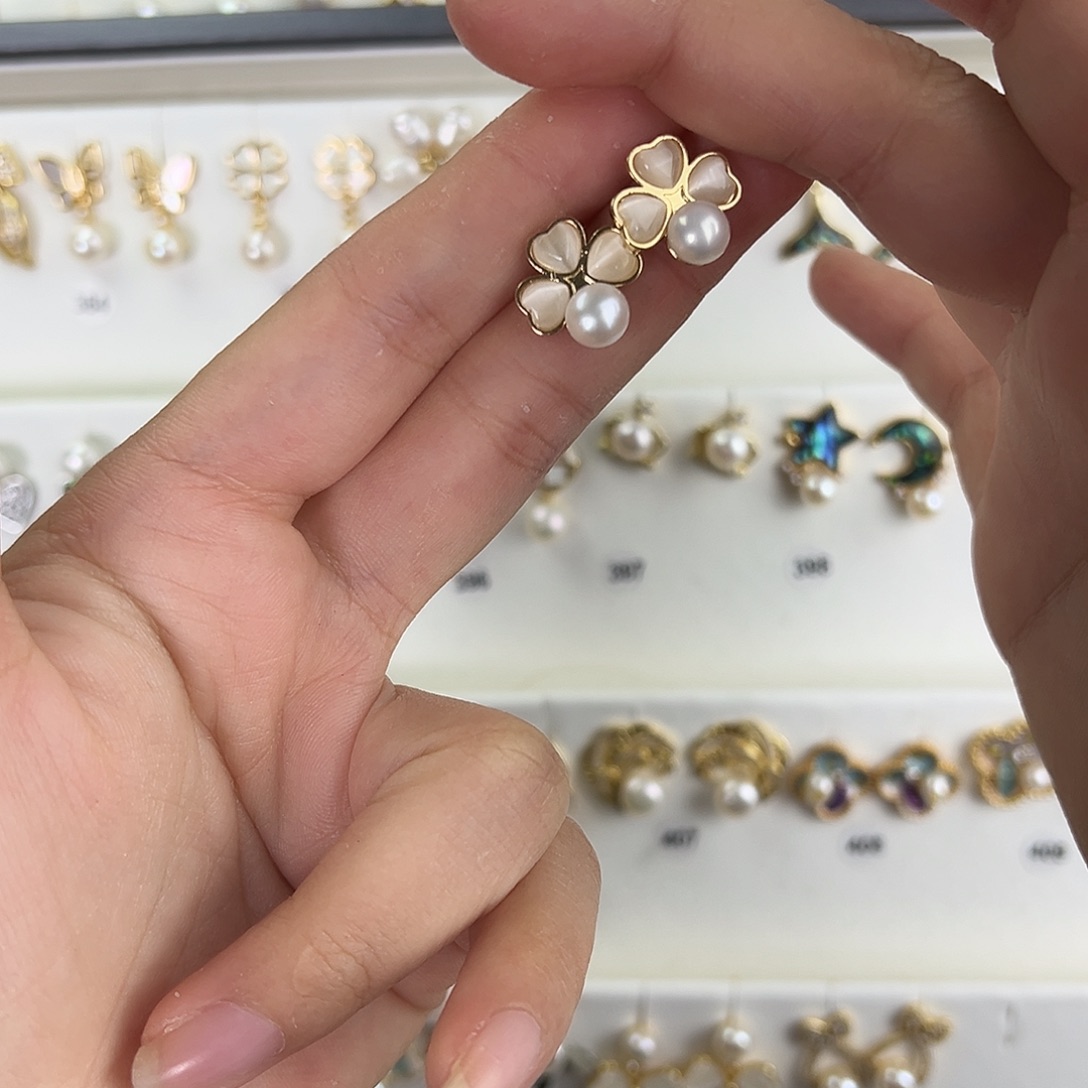 耳饰银S925镶嵌淡水珍珠