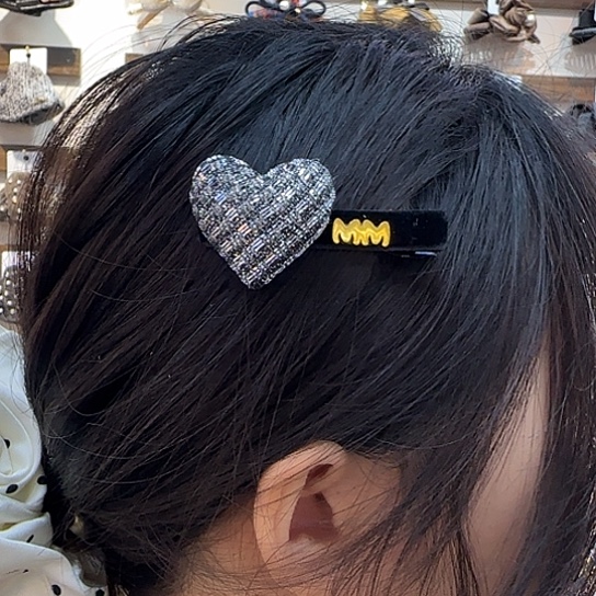 三醋酯纤维银丝爱心一字夹-4