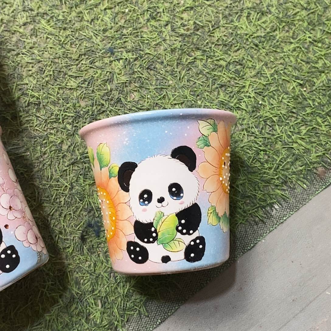 紫砂花盆手绘盆满28包邮