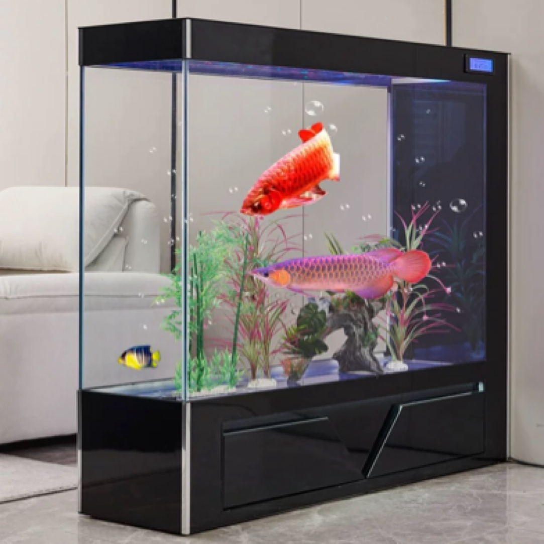 鸿鼎超白玻璃鱼缸客厅落地隔断家用屏风生态水族箱懒人免换水