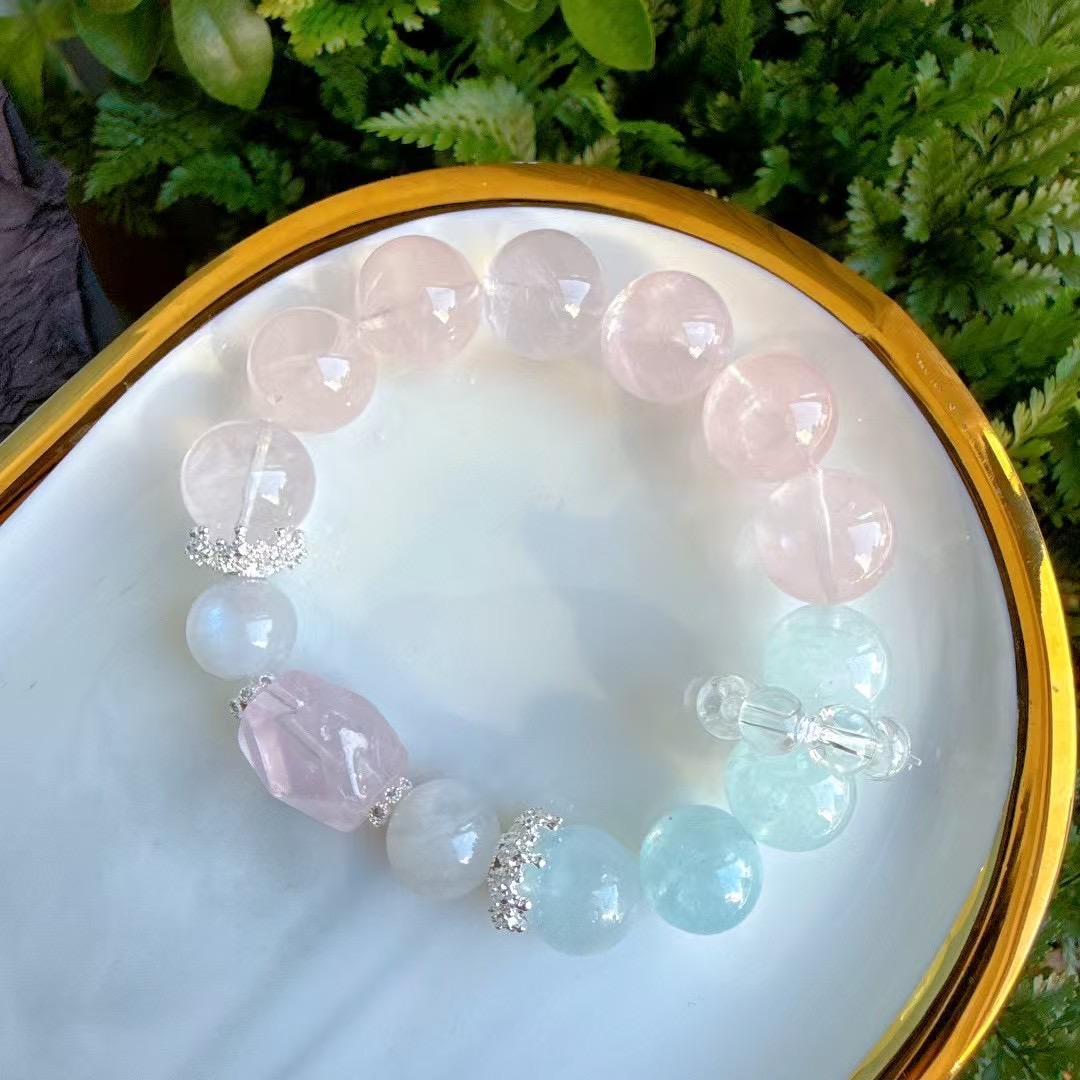 合金锆石手链 13mm粉水➕奶白貔貅