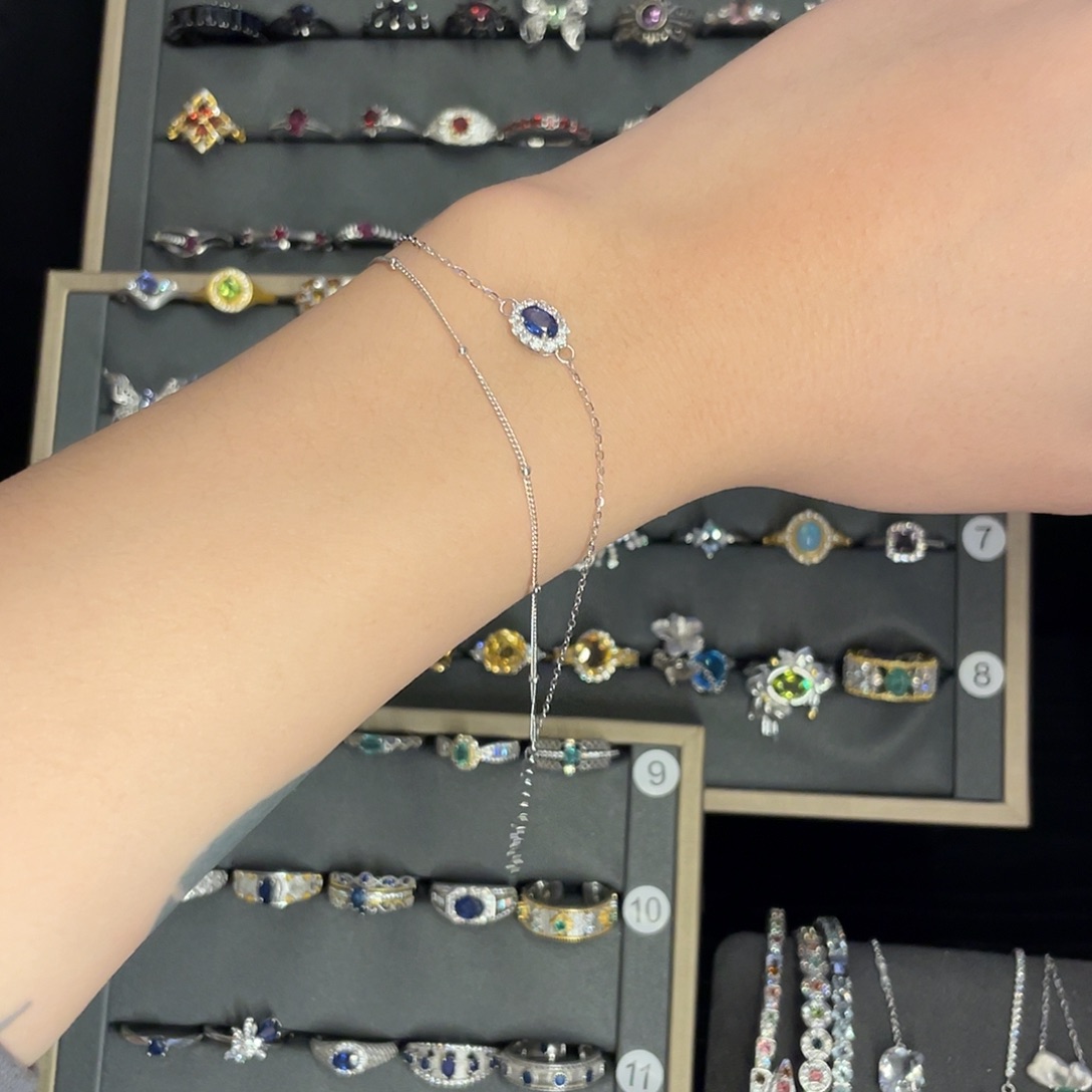 蓝宝石银S925镶嵌手链