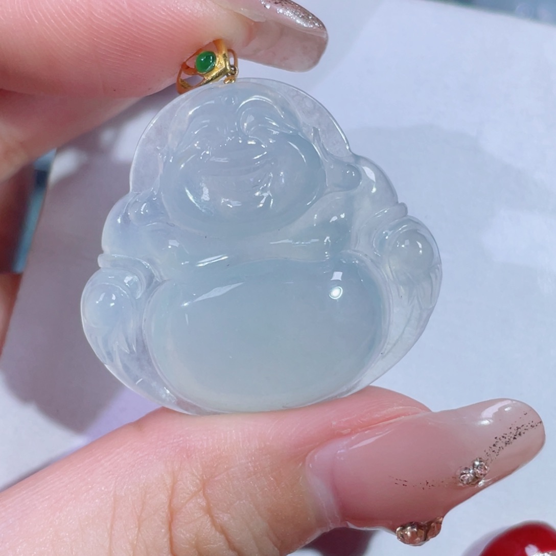 翡翠颈饰18K金镶嵌佛公