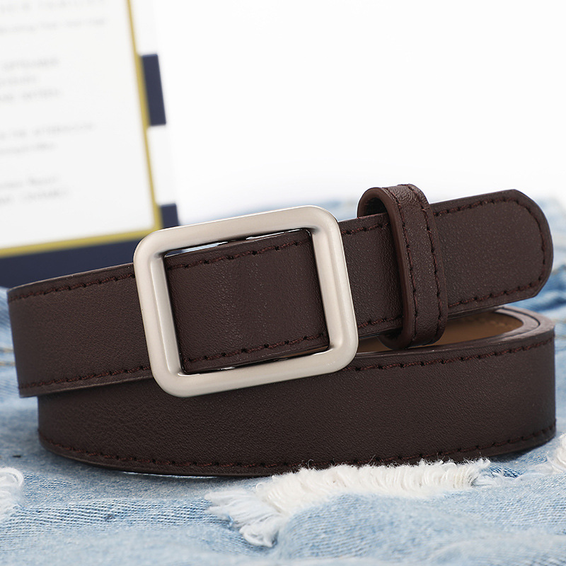 无孔懒人韩版皮带男女通用港风简约百搭腰带装饰牛仔裤长方形裤带