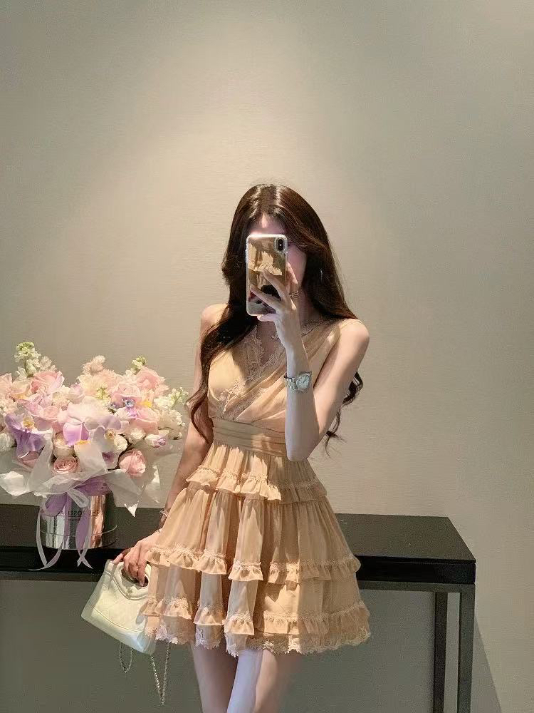 [小冰脆脆鲨运补6r]重工多层纱定制蕾丝贵气裸感美人感连衣裙