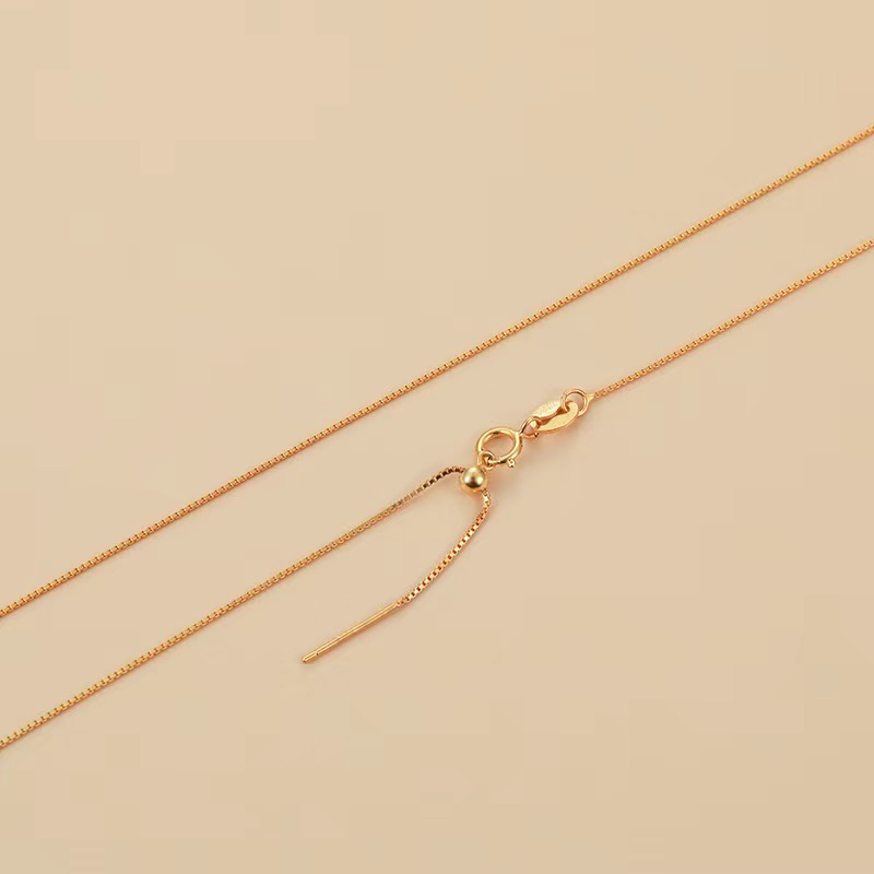 链子925银 链子925银针式O字素链简约抽拉可调节锁骨链穿坠万能链