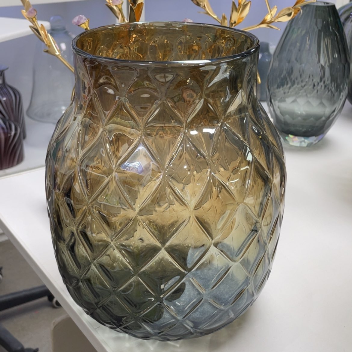 【闪购商品】琉璃手工艺术果盘花瓶摆件 高28