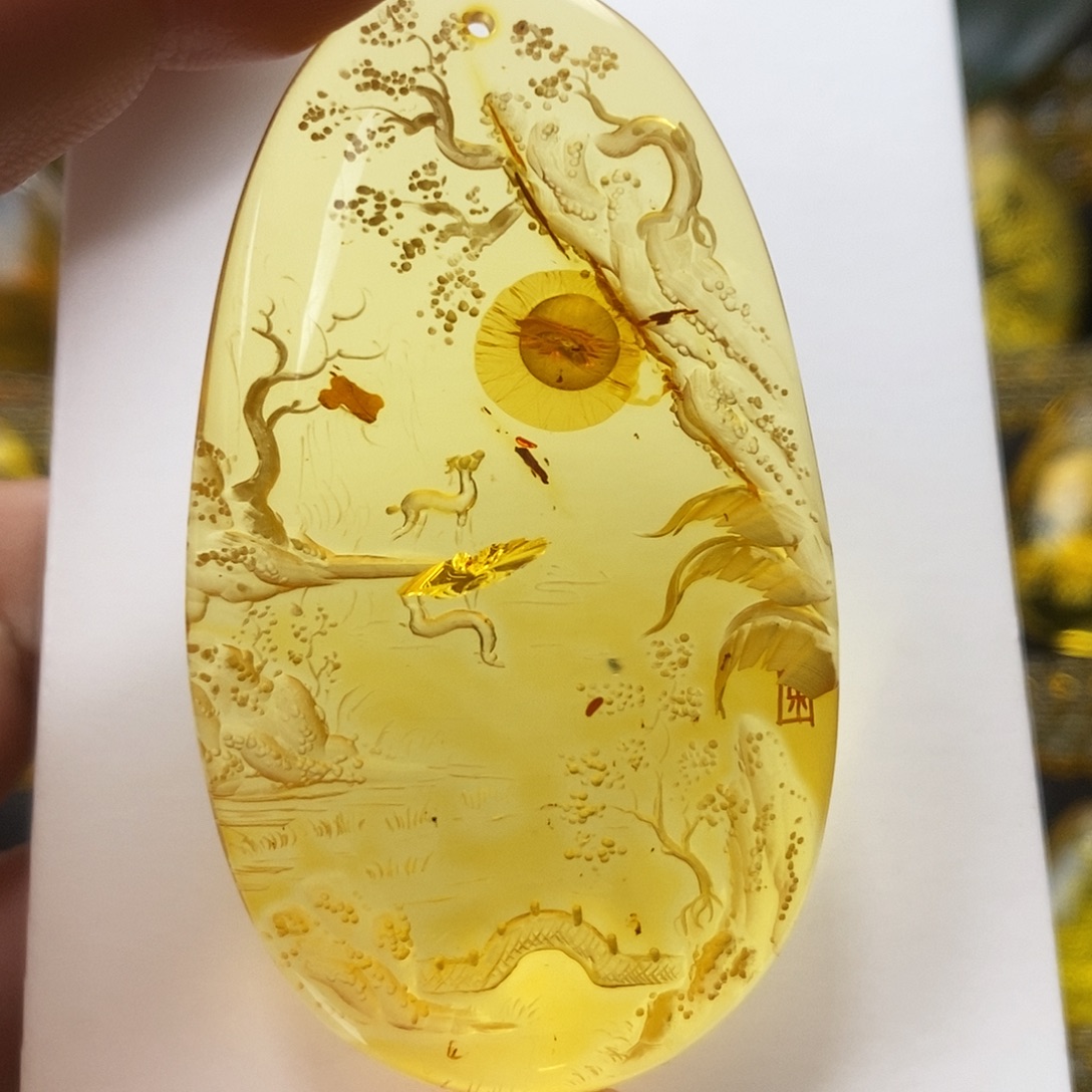 琥珀（花珀）未镶嵌吊坠(不含链)