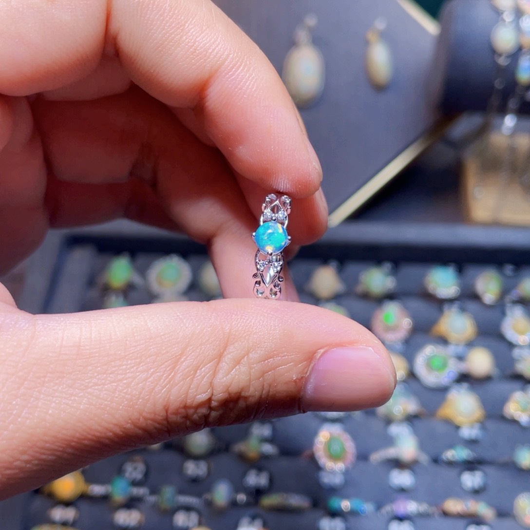 欧泊戒指）银S925镶嵌