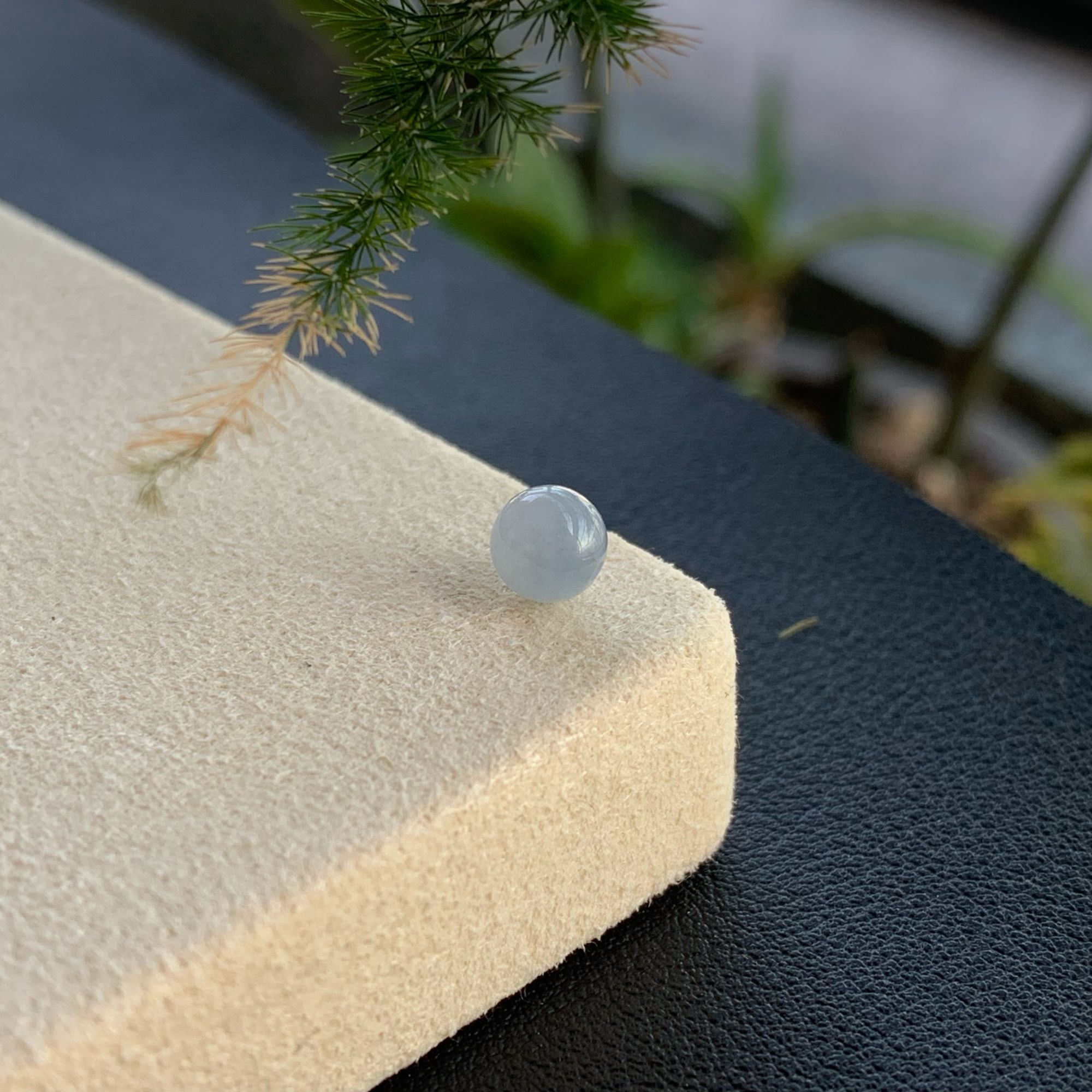 缅甸天然a货翡翠卡5.2mm冰紫