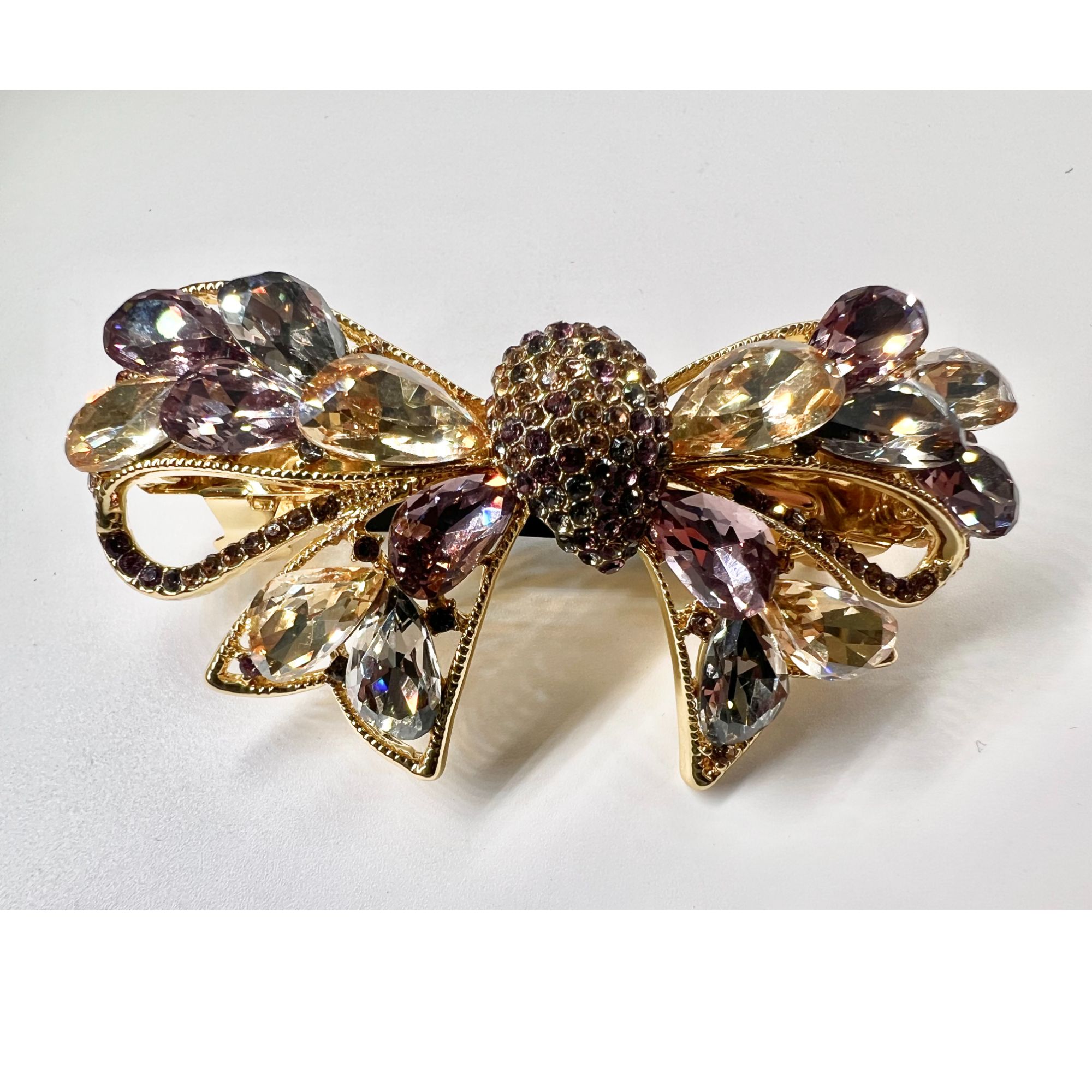 23号 轻奢日韩弹簧夹成人优雅钻发夹重工气质时尚素款紫色