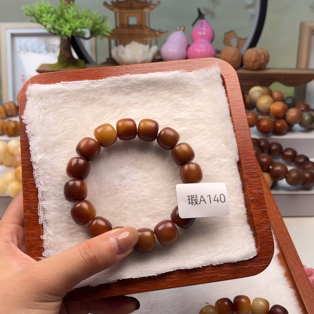 菩提根/象牙果手串阿*?12mm桶珠一串瑕a140