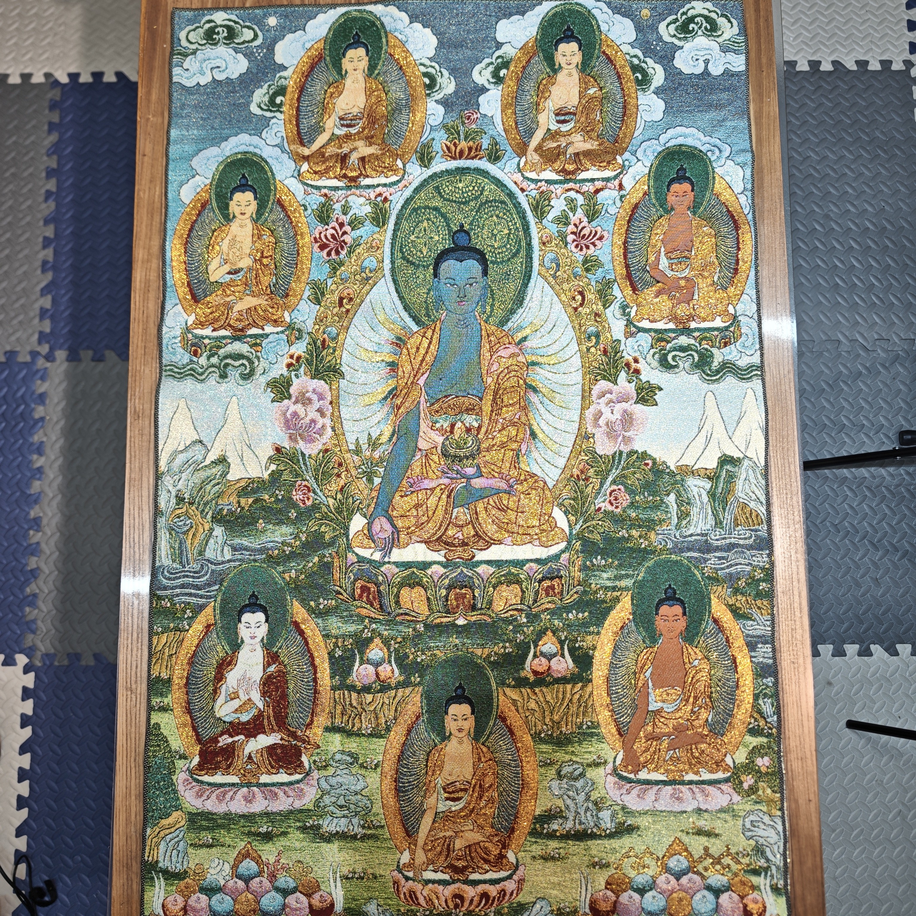 刺绣药师装饰画办公室玄关茶室书房客厅背景墙挂画