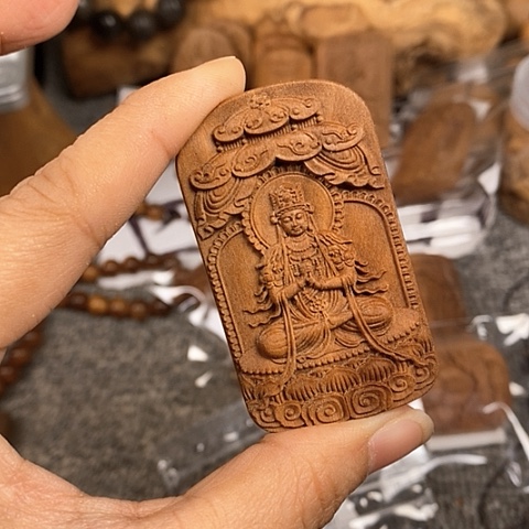 檀香木手串/手链佳*老山檀香雕刻阿弥吊坠