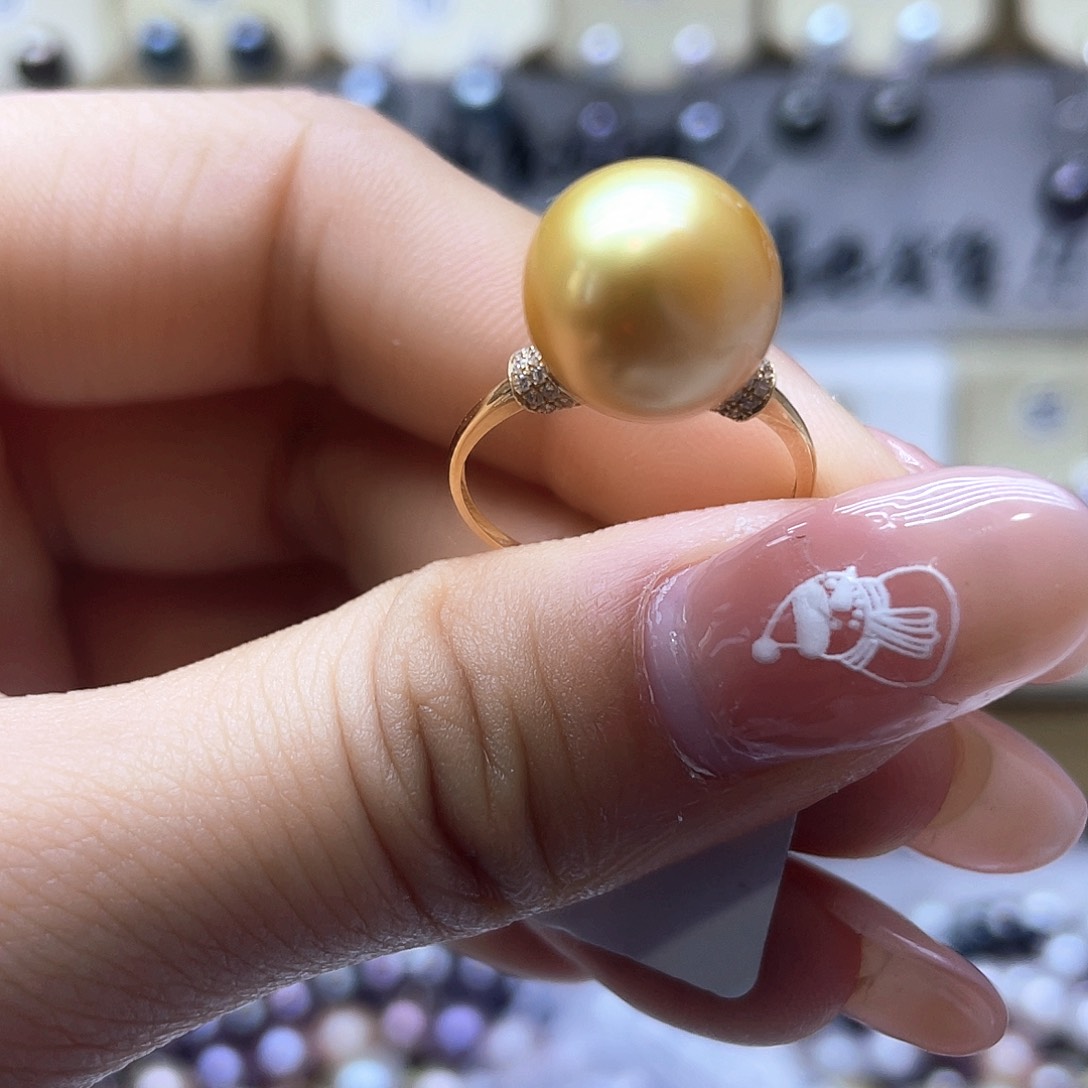 海水珍珠戒指18K金镶嵌