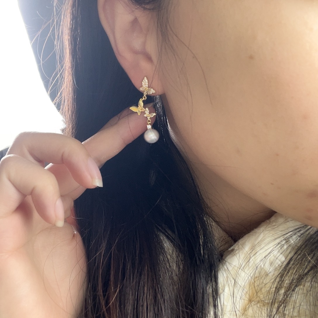 淡水珍珠耳饰银S925镶嵌