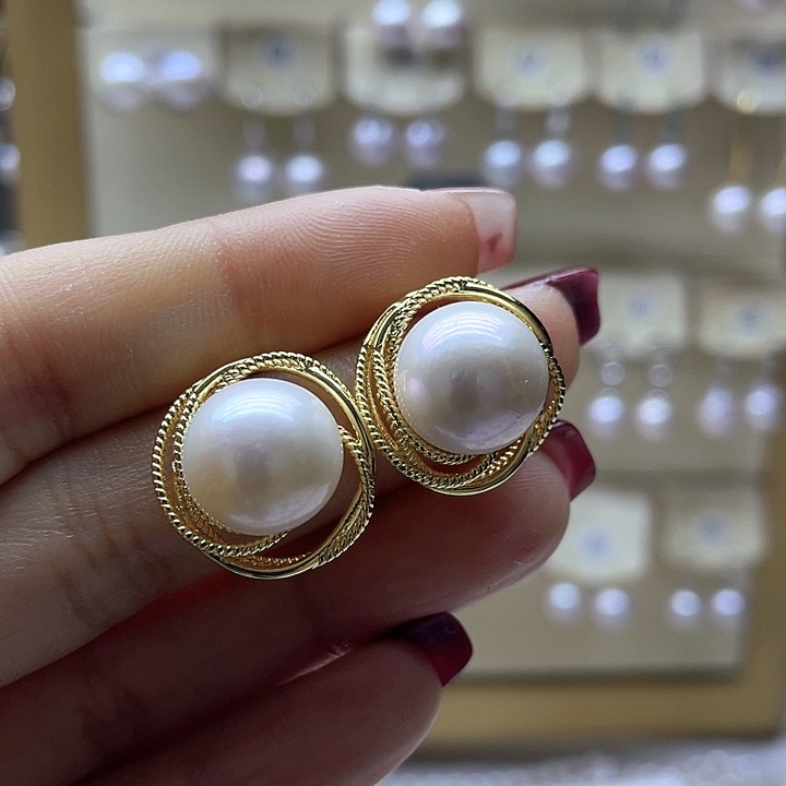 淡水珍珠耳饰银S925镶嵌