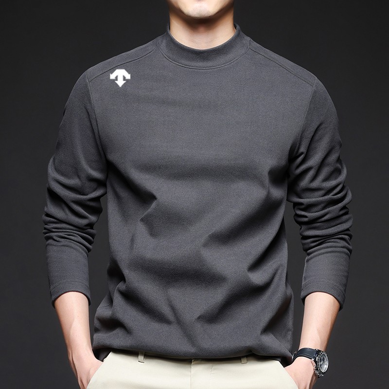 奥特莱斯撤柜丨迪桑家冬季新款男士抓绒半高领T恤休闲男士打底衫 