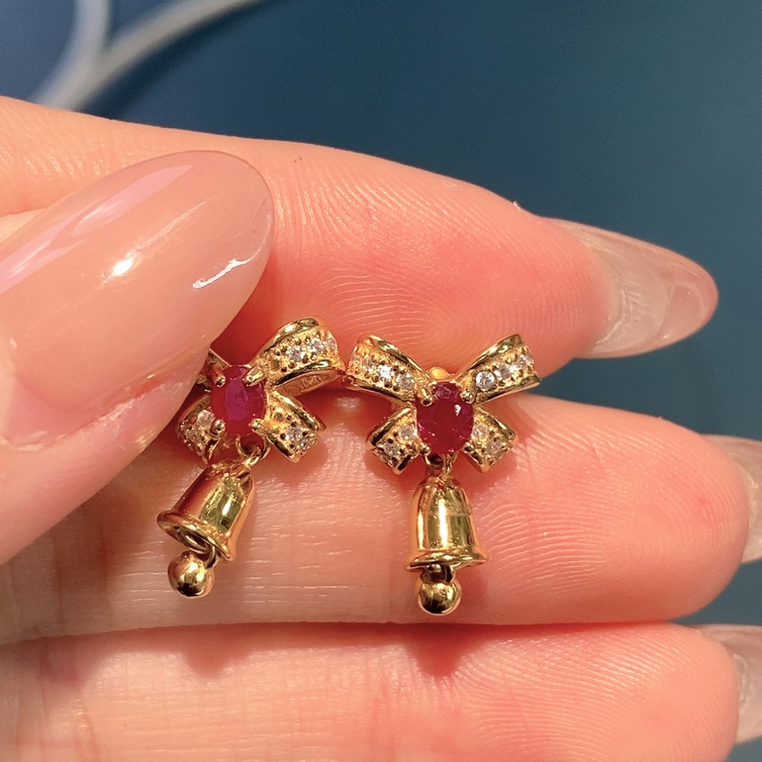 银S925镶嵌耳饰红宝石天然宝石