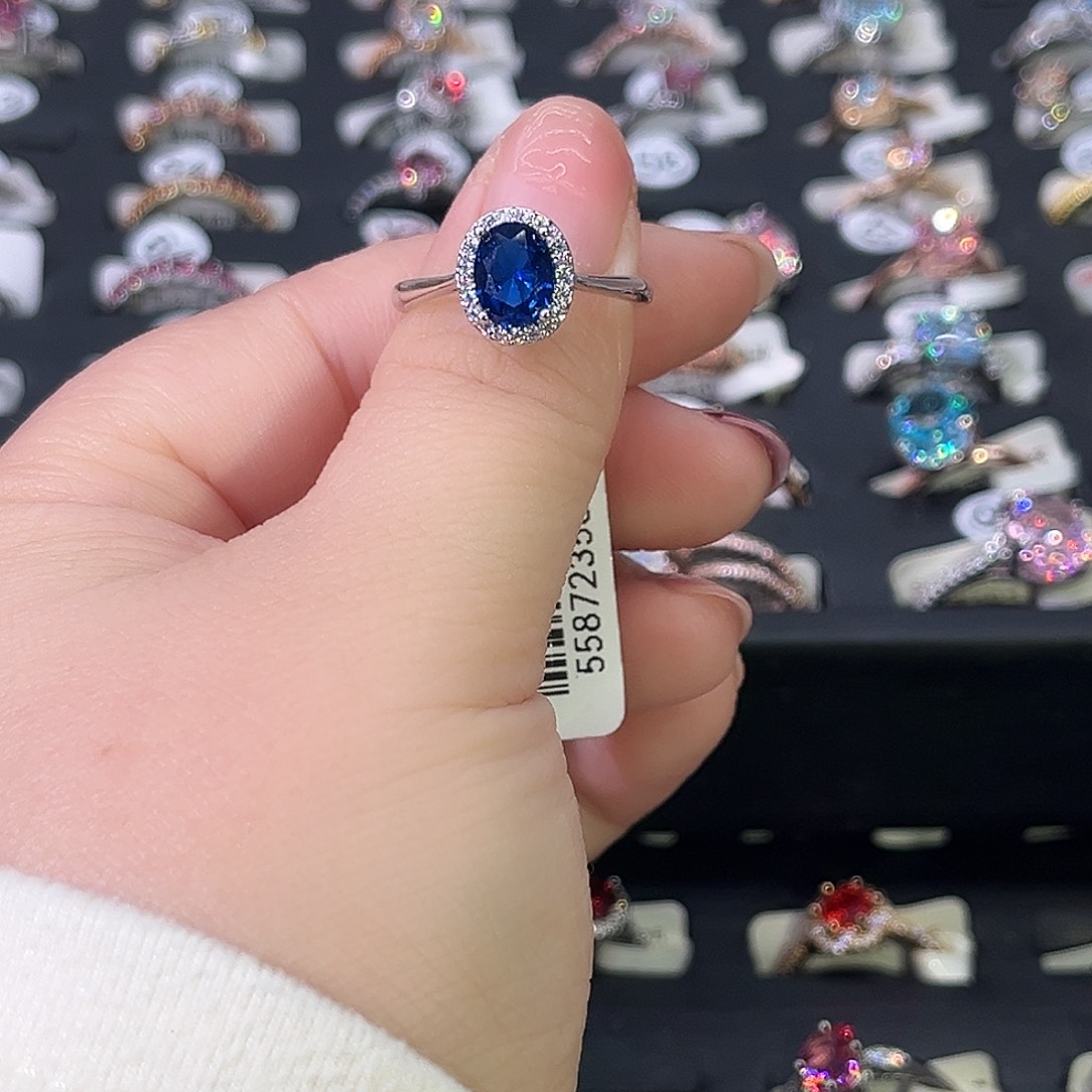 莫桑石非金属SH K白光臂微镶鸽子蛋蓝宝两卡-9