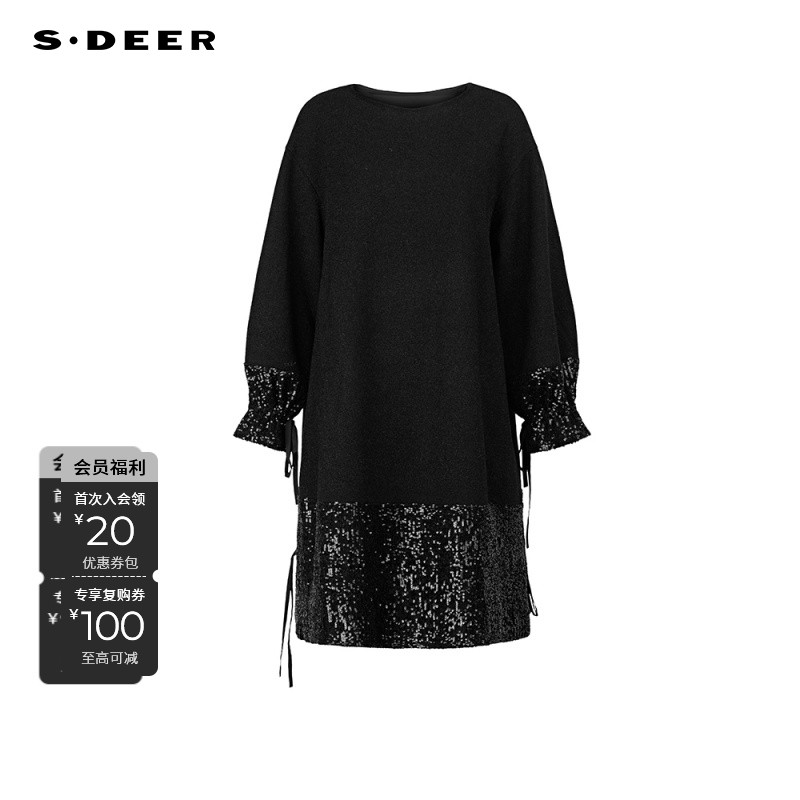 S·DEER圣迪奥秋冬新款女装精致高端气质时尚百搭连衣裙S244Z12B2