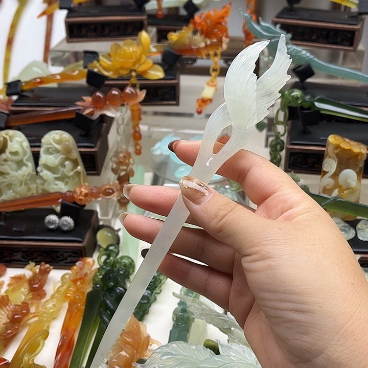 蛇纹石玉岫玉发簪未镶嵌酒****酒