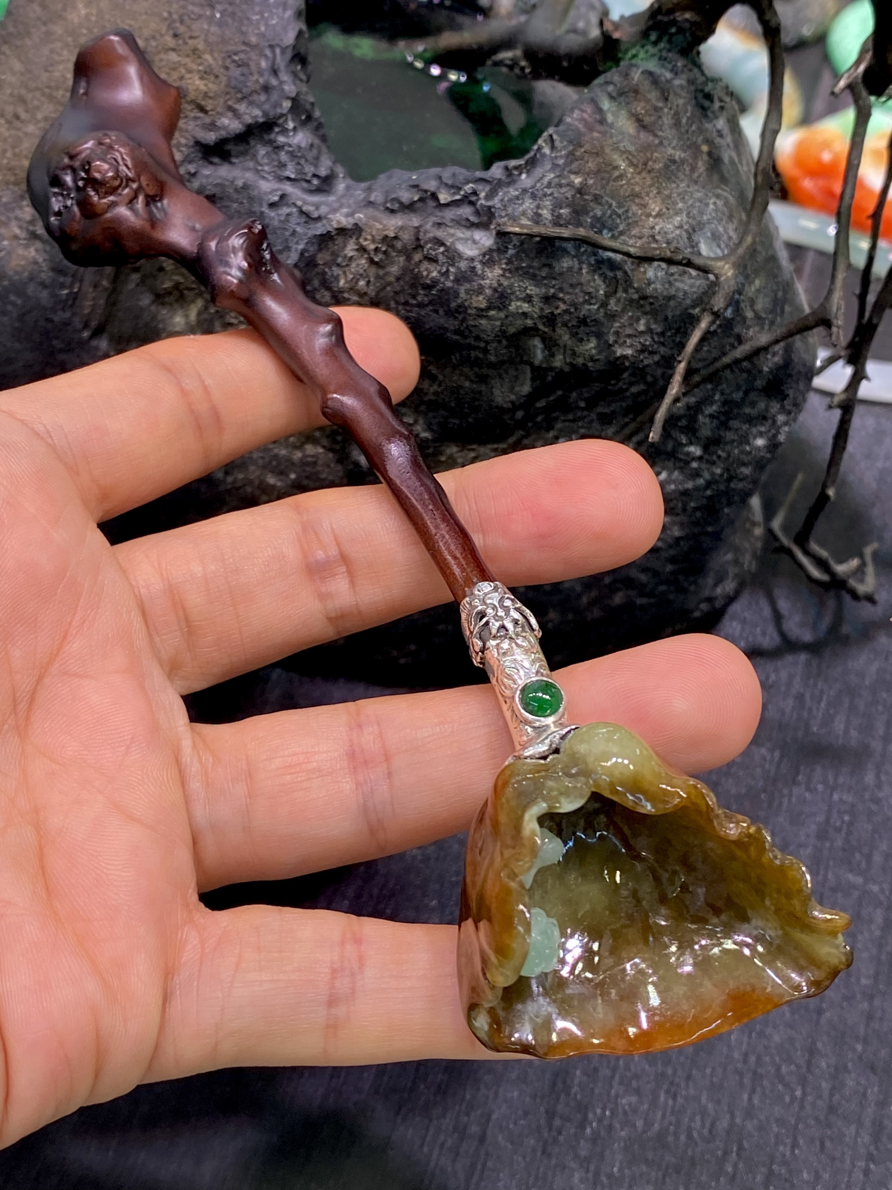 三彩翡翠莲藕茶铲