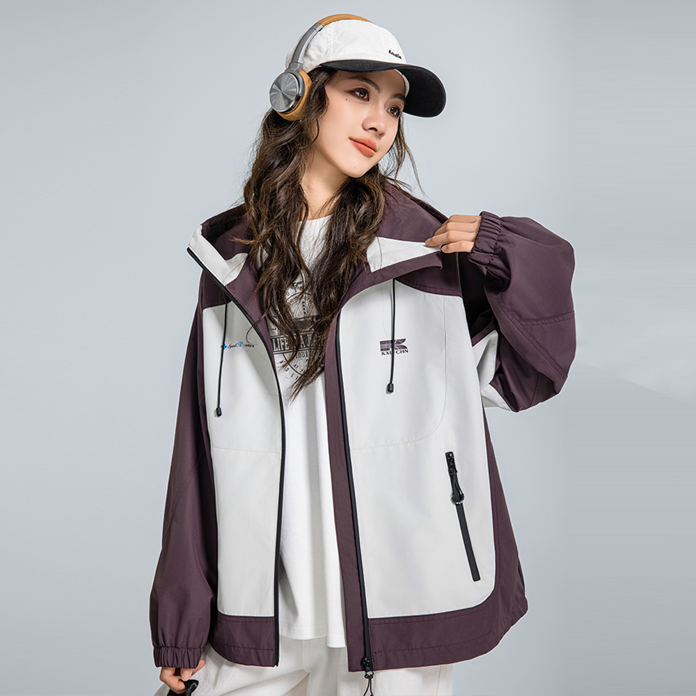 女童冲锋衣外套春装2025新款韩版儿童上衣女大童拼色时尚潮流