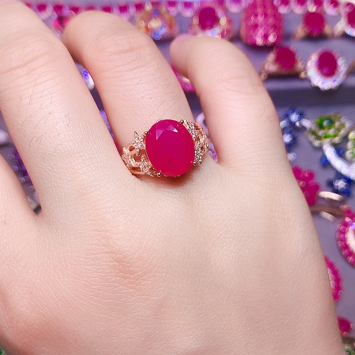 红宝石银S925镶嵌戒指