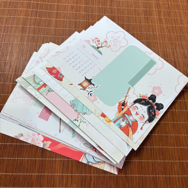 问纸楼·《唐风十二月》8寸空白宣纸卡纸台历卡半生熟空白可做摆台