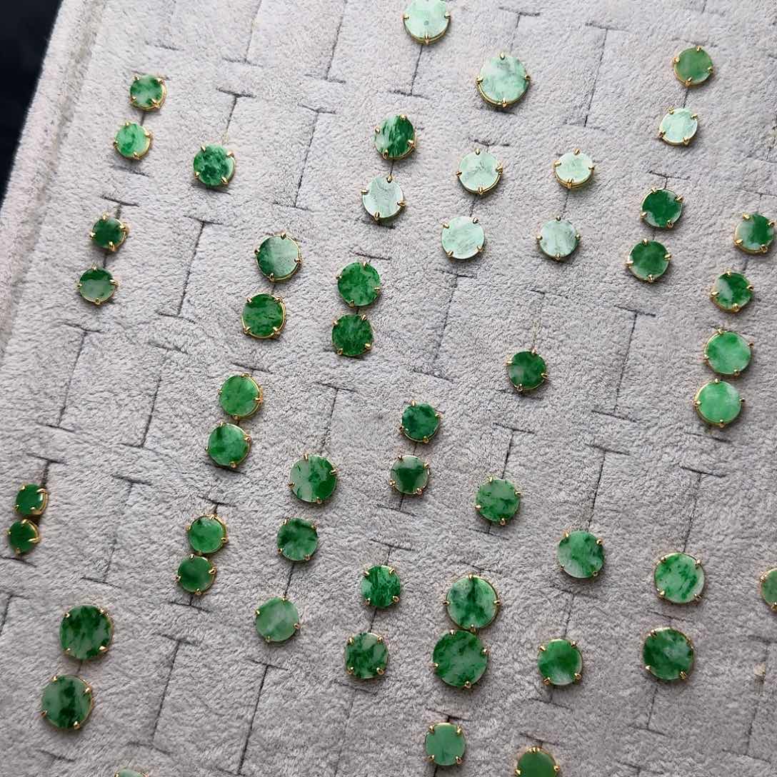 翡翠银S925镶嵌耳饰多样性发货其一