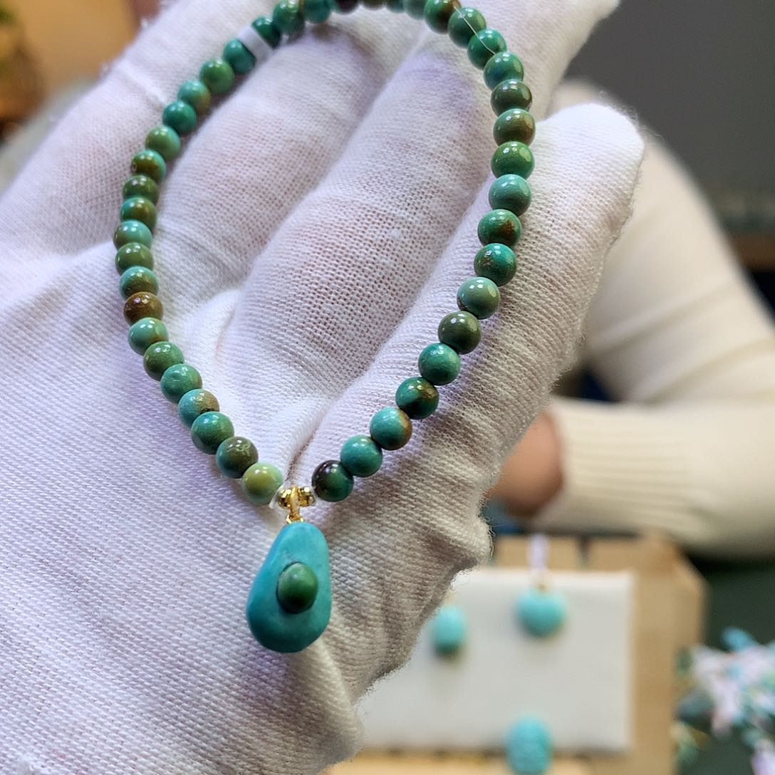 绿松石单圈18K金镶嵌