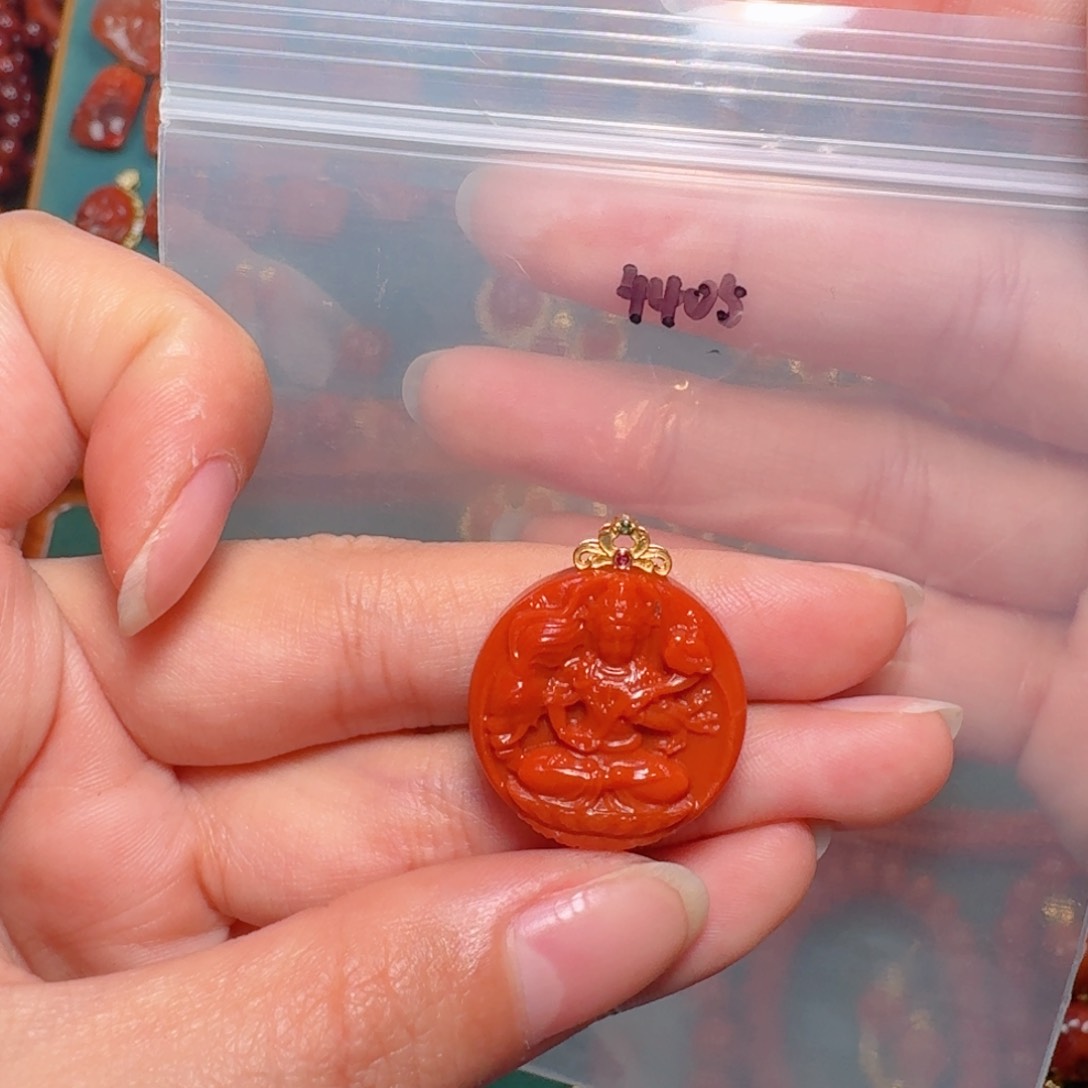 南红玛瑙南红18K金镶嵌?*佑