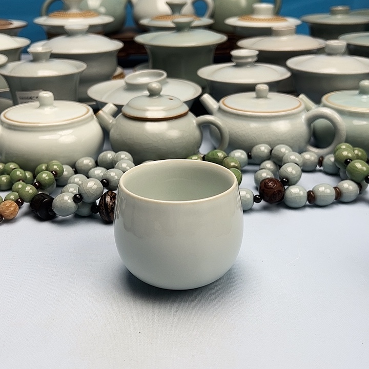 杯月白釉龙蛋原矿原釉原产地