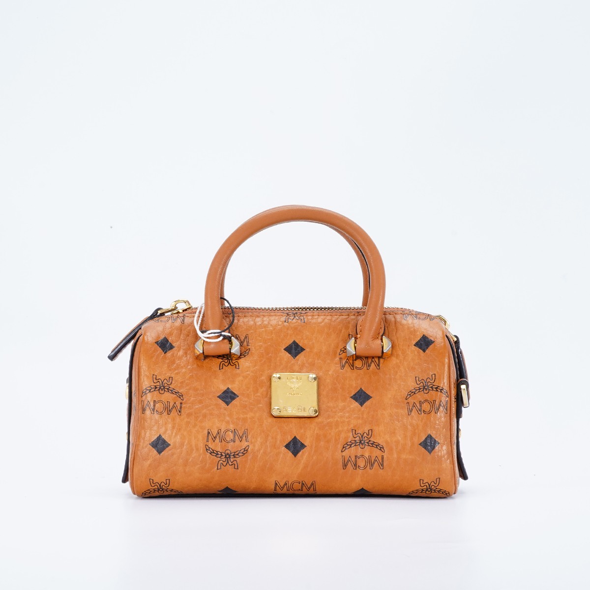 99新 MCM 【诗诗】波士顿mini包 干邑色/BG22000849/98