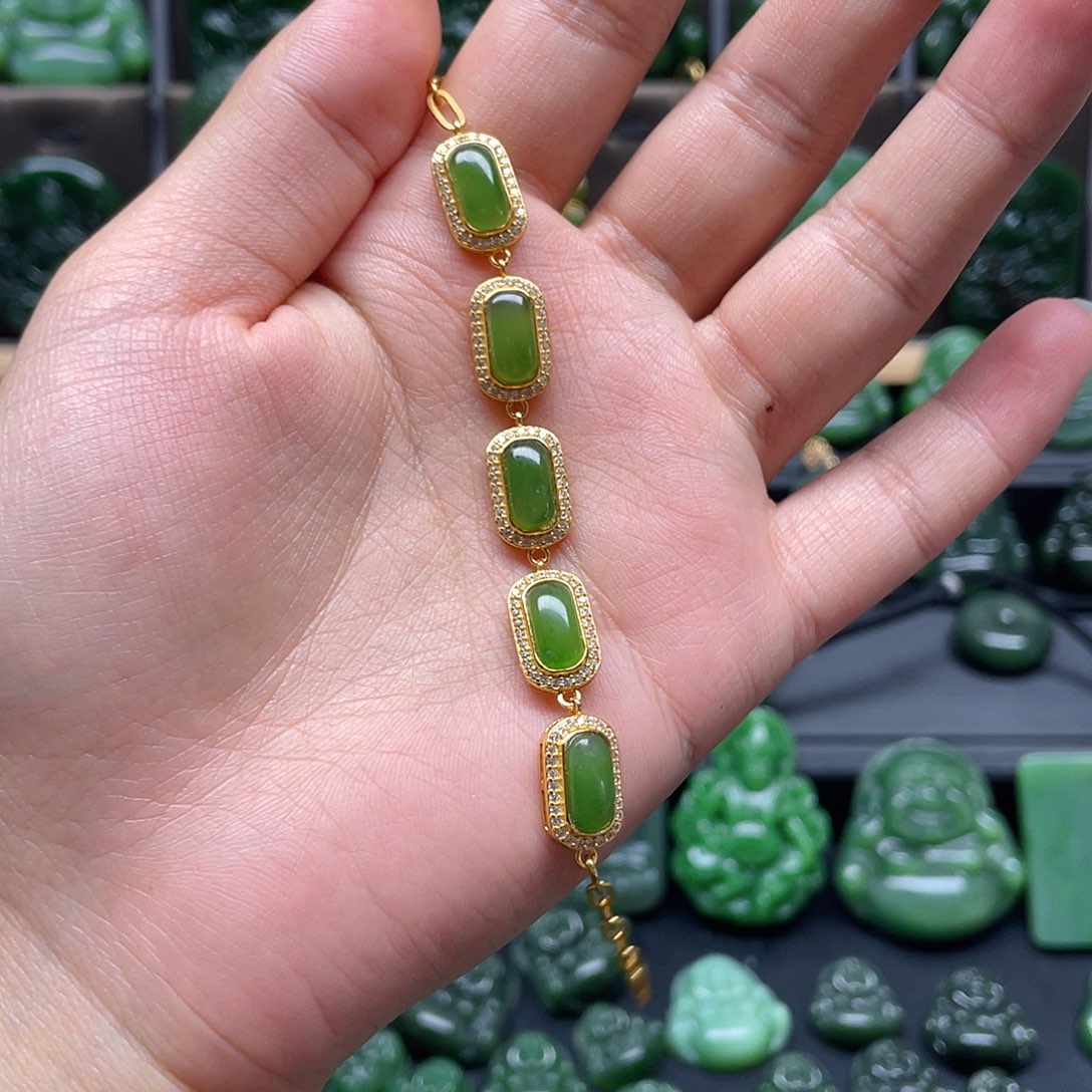 和田玉银S925镶嵌手链