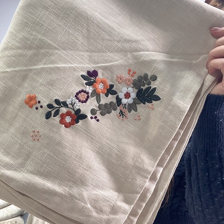 汉麻绣花枕套一对  微瑕