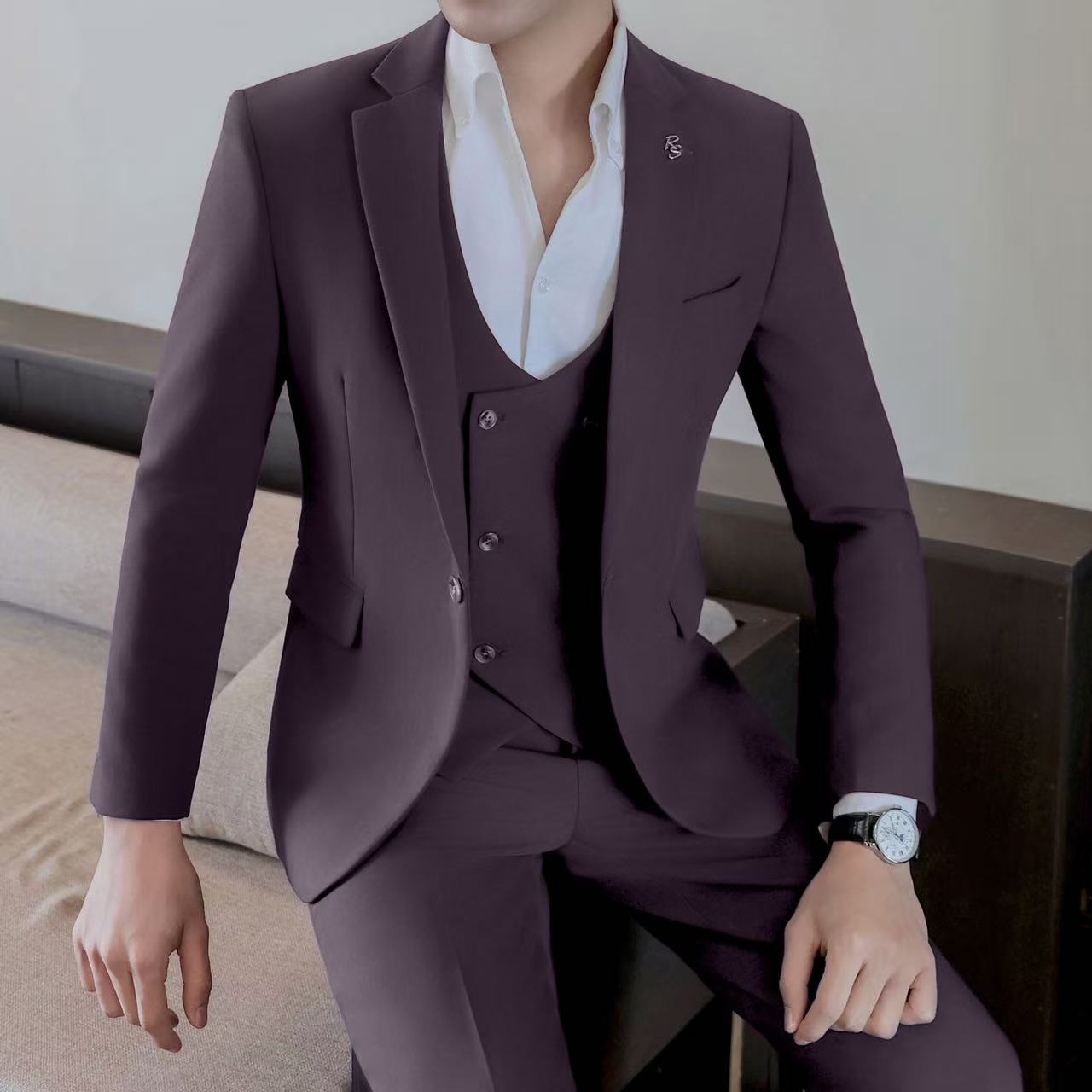 裁缝铺新郎结婚西服套装男士礼服三件套潮流正装休闲修身英伦西装