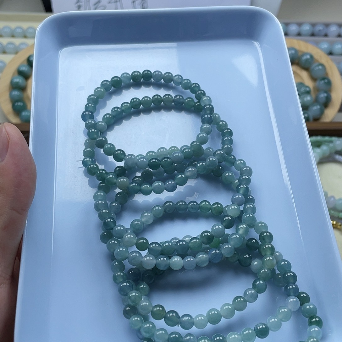 颈饰未镶嵌翡翠6mm蓝水手串