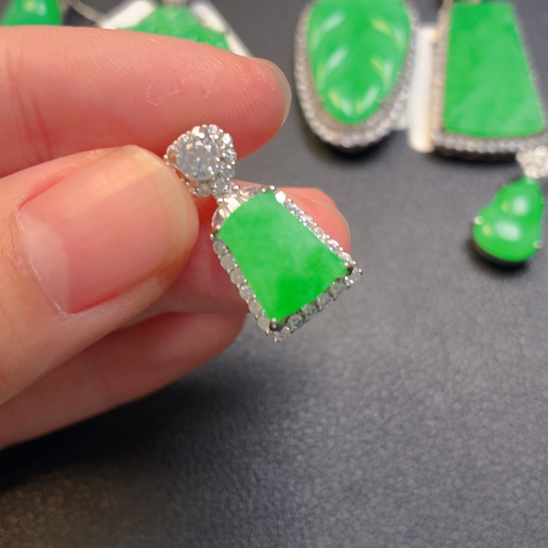 翡翠银S925镶嵌吊坠(不含链)