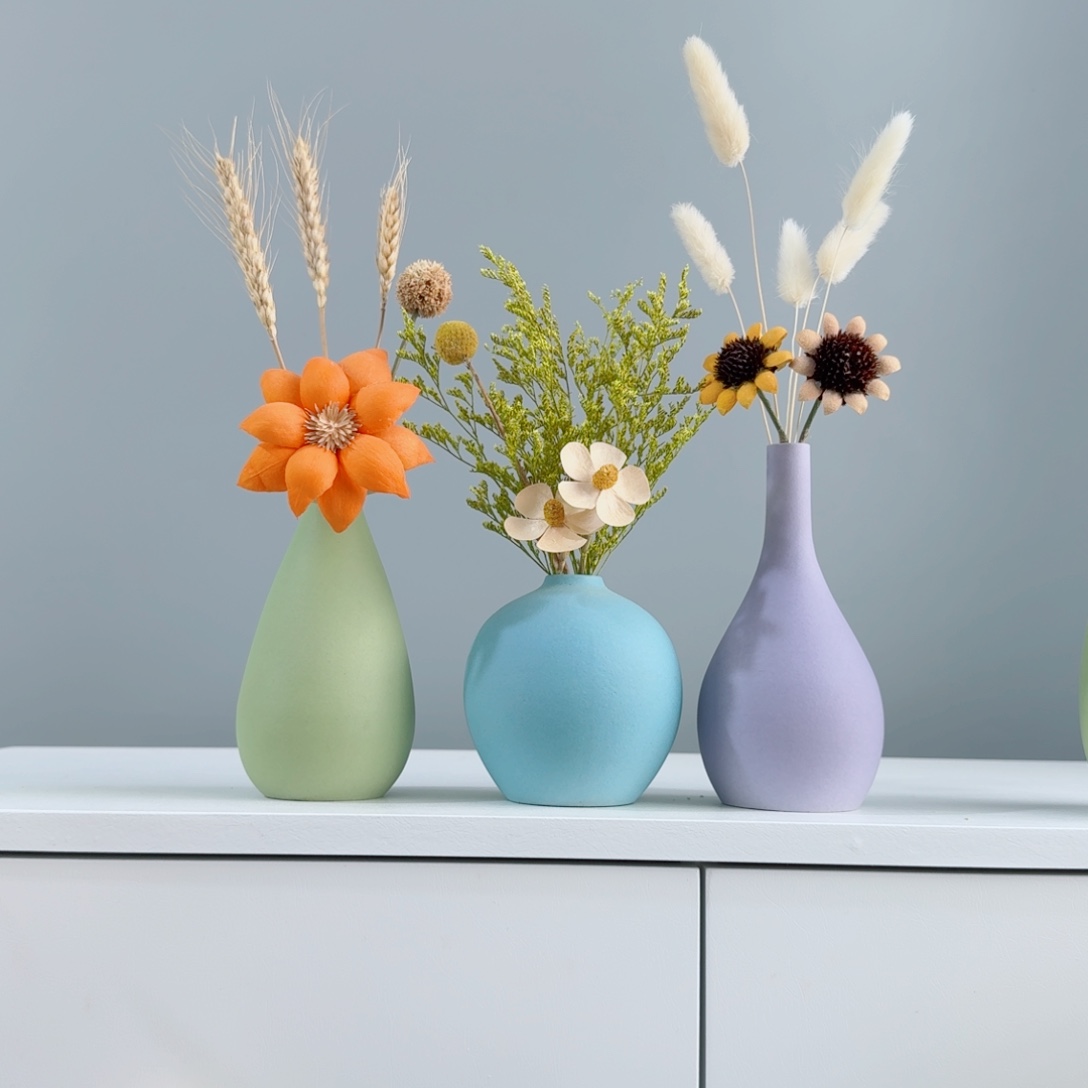 摆件陶瓷花瓶摆件含花总高约20-30cm