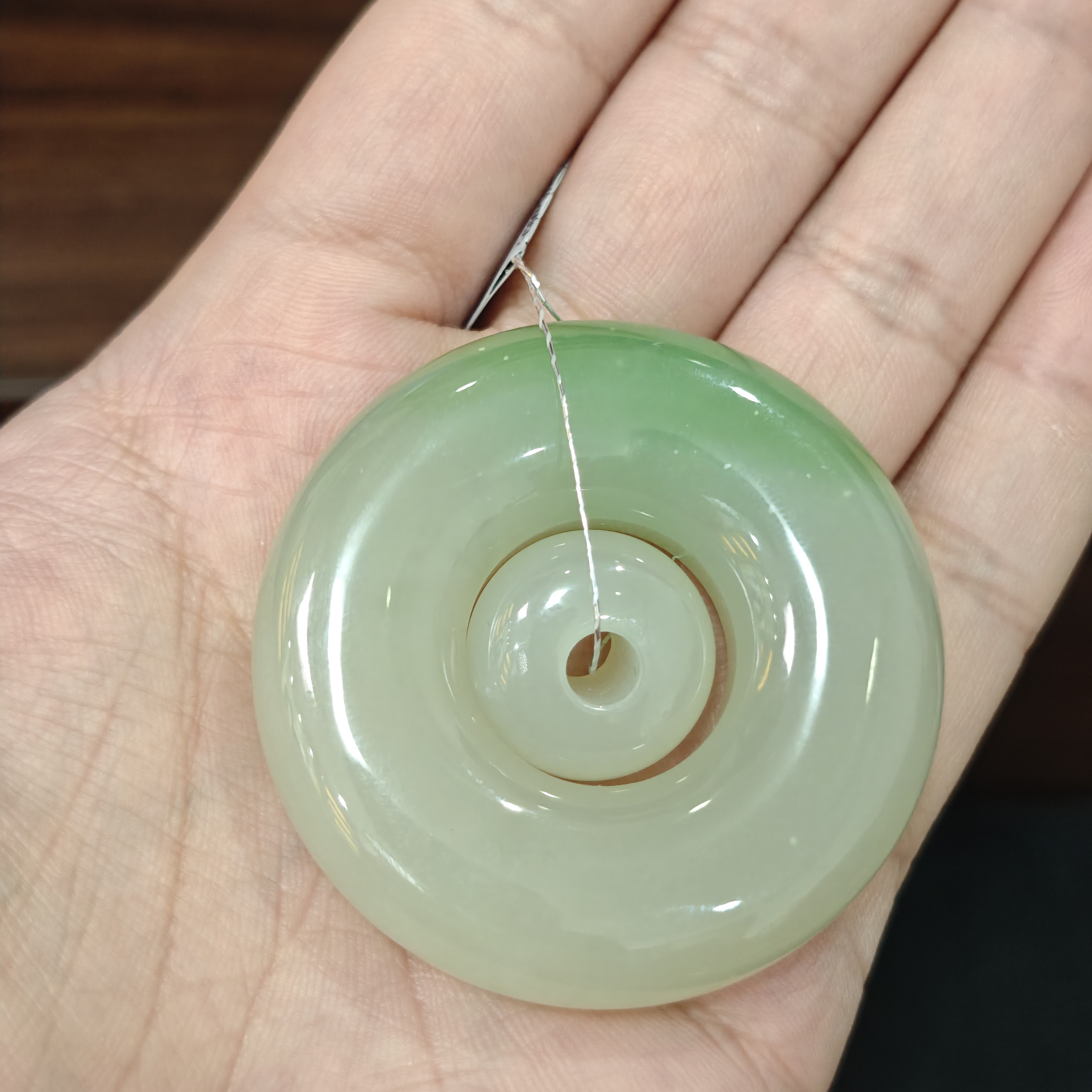 【國玉晓芸】天然和田玉翠青子母扣吊坠