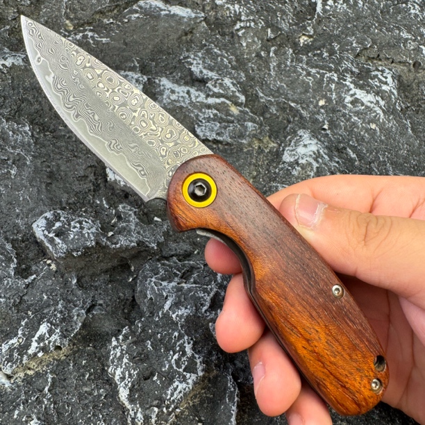 （小木鱼）大马士革钢多功能户外手把肉刀