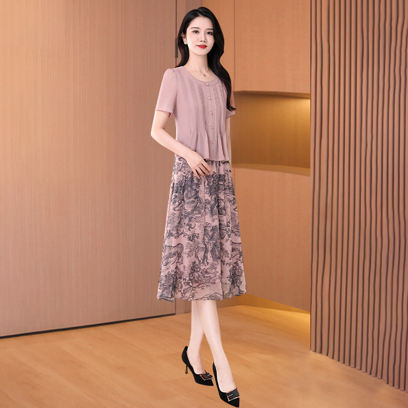 流行夏装套装2025新款女装夏款高级显瘦连衣裙-20271-q