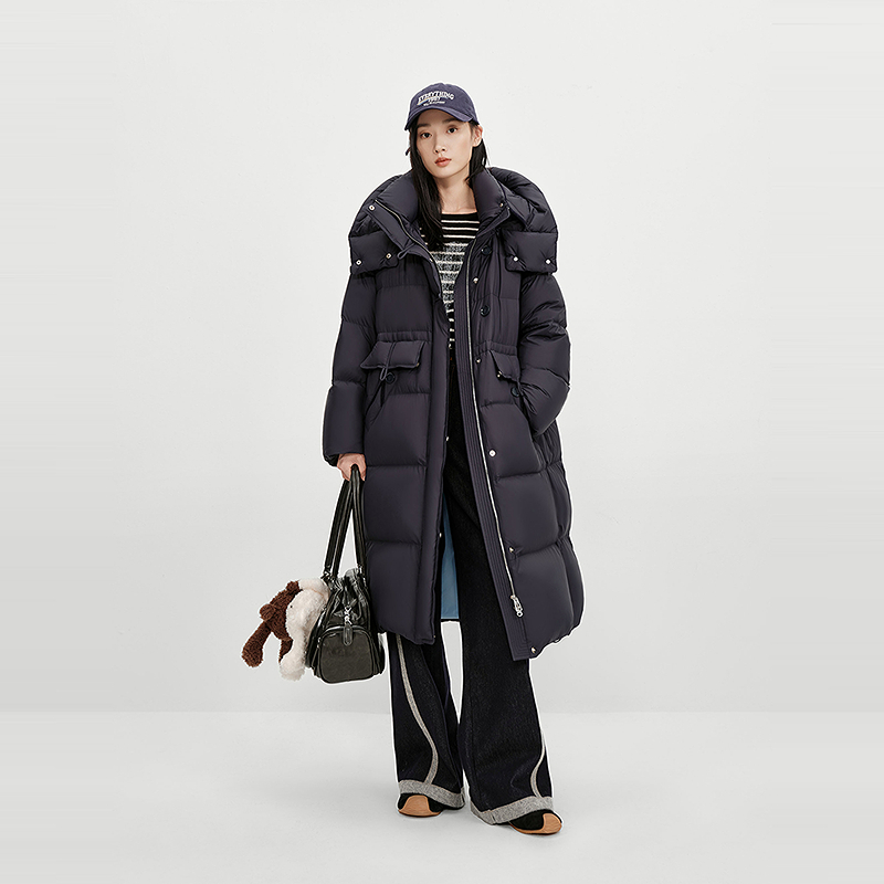 【商场同款】HPLY荷比俪H型法式优雅中长款鹅绒羽绒服HRF43560426