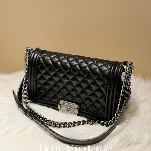 大吉中古/Chanel香奈儿黑银中号leboy单肩包