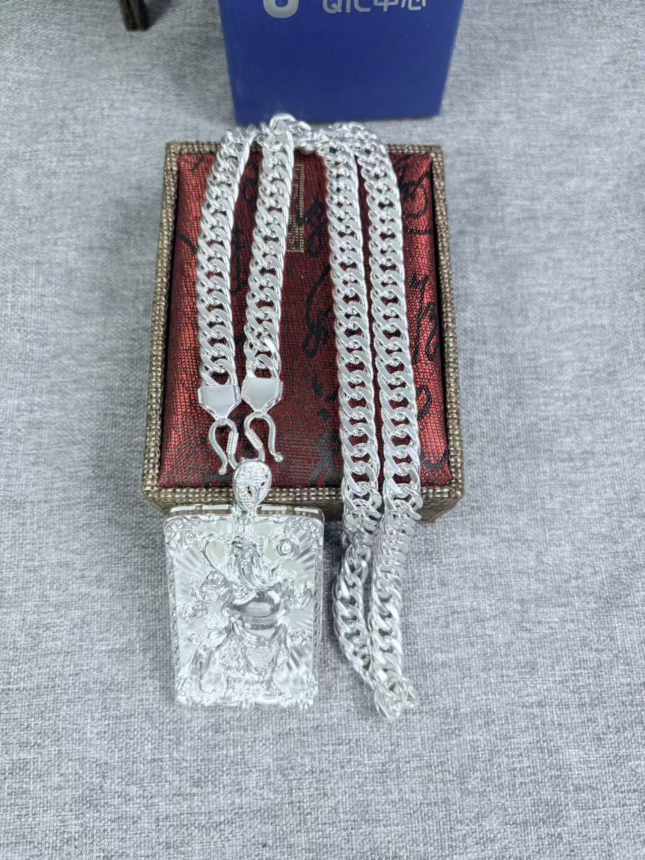 足银银制品 正品高端时尚老板链男士老板链时尚潮流关公